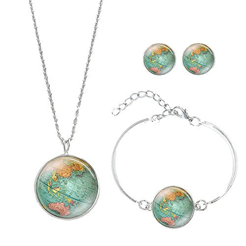 Personalized World Map Necklace Bracelet Earring Jewelry