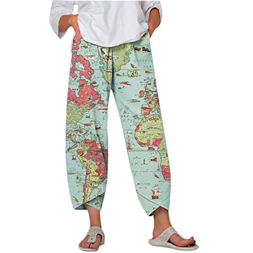 World Map Print Yoga Sweatpants