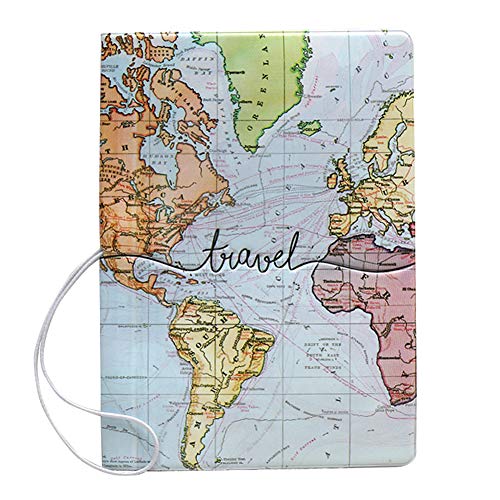 Thin Passport Holder World Map Leather Cover