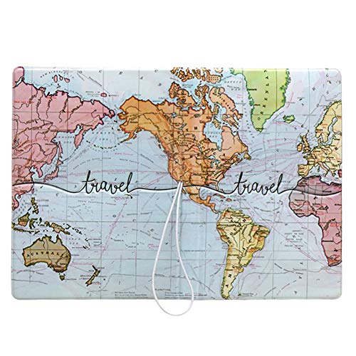 Thin Passport Holder World Map Leather Cover