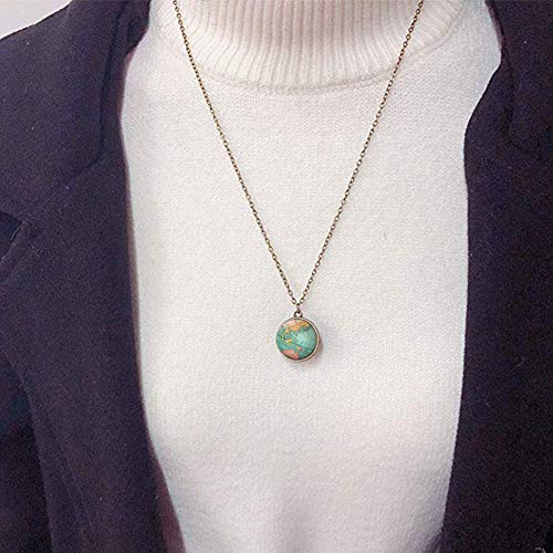 World Map Glass Ball Necklace Double-sided Time Gemstone Pendant