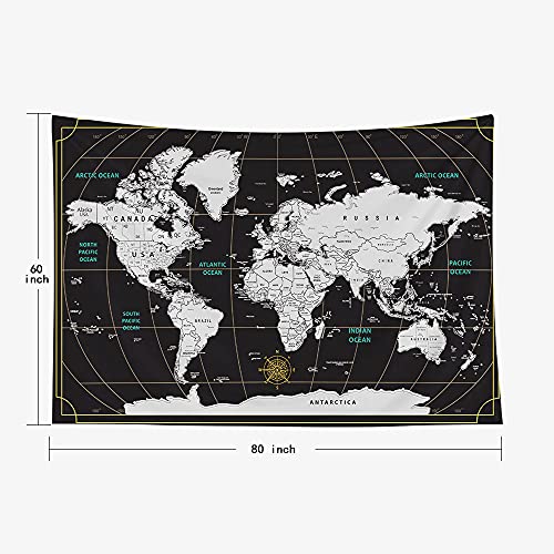 World Map Tapestry Wall  80X60 Inches
