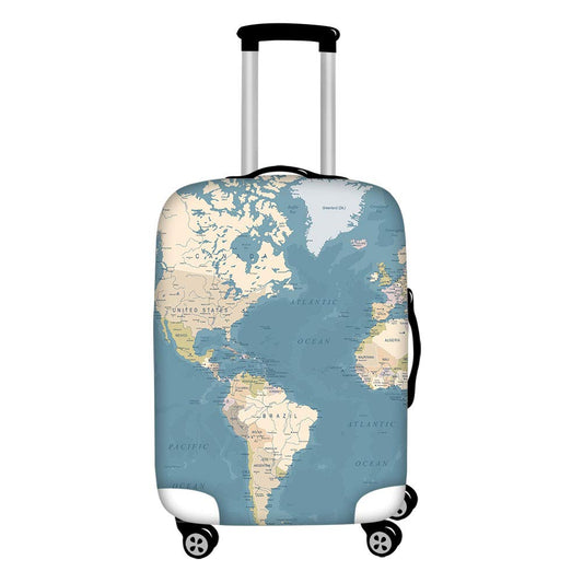 3D World Map Printing Leisure Travel Suitcase Cover