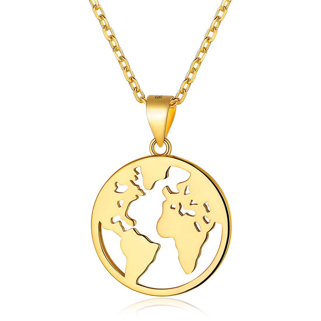 Earth Necklace 18K Gold Plated Sterling Silver World Map