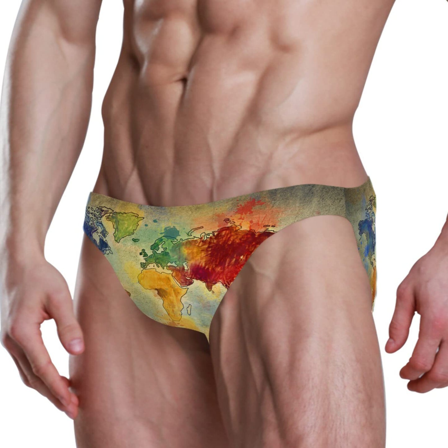 World Diversity Map Men's Swimwear Sexy Bikini