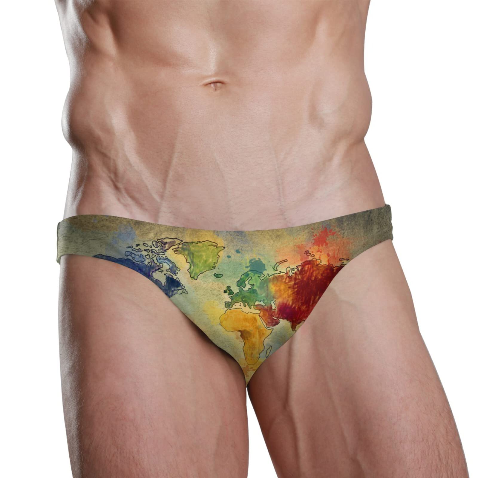 World Diversity Map Men's Swimwear Sexy Bikini