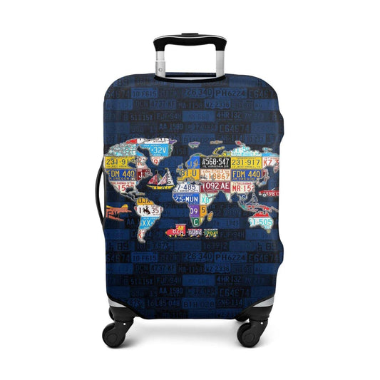 World Travel License Plate Map Suitcase Cover Fit 22-24 Inch Luggage