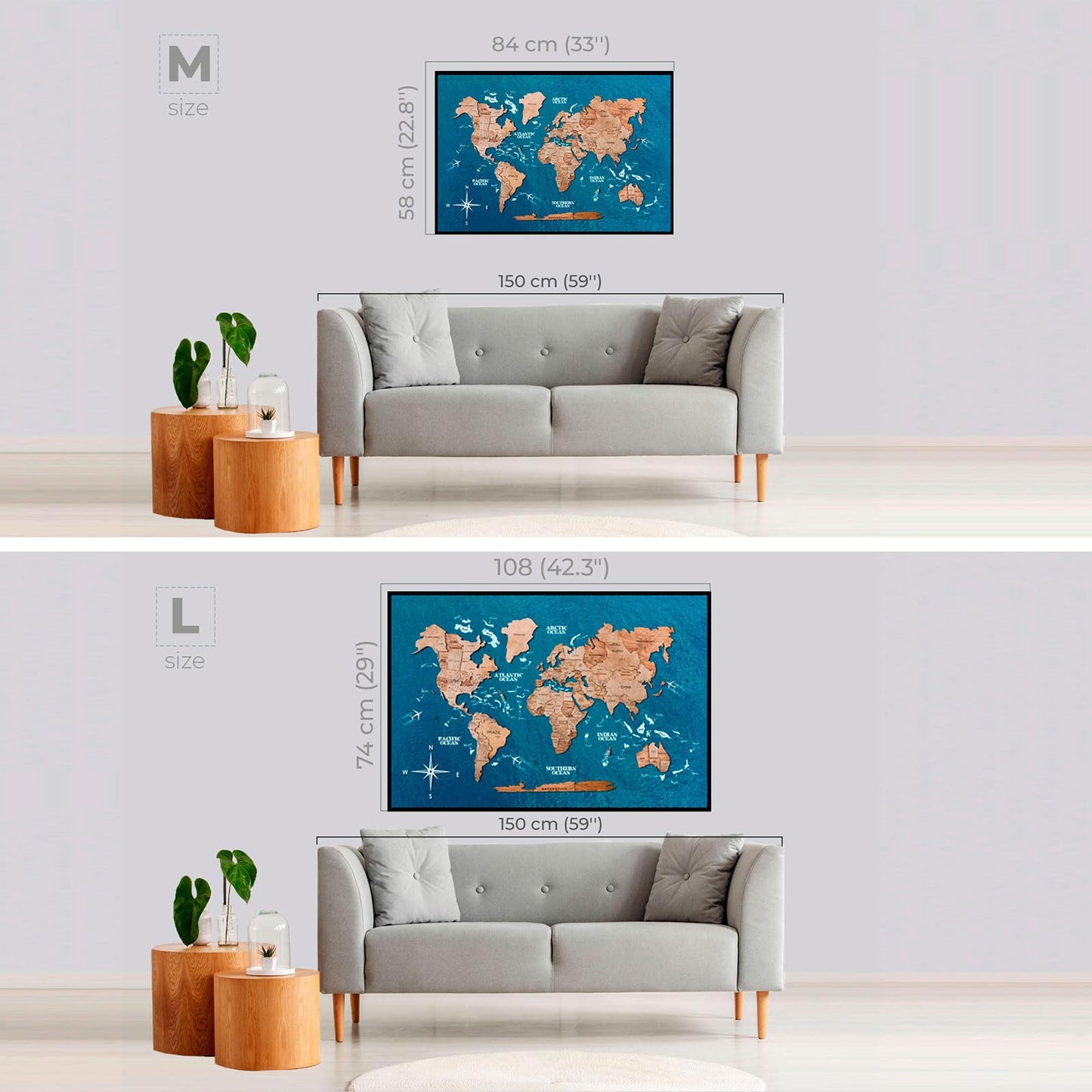 3D World Map On Board Housewarming Gift (Medium, Board, Terra)