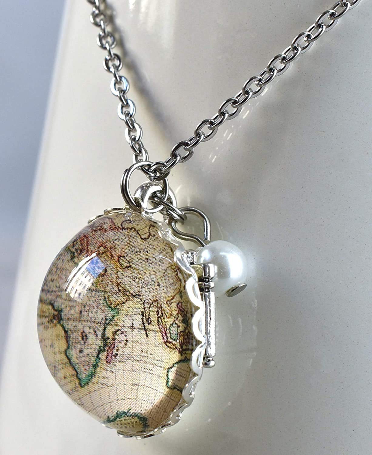 Wanderlust Necklace - Antique world map