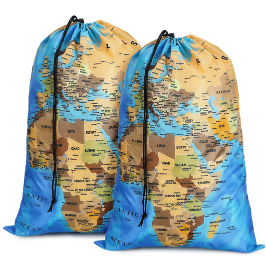 Laundry Bag 2 Pieces 22 x 16 Inch World Map Travel