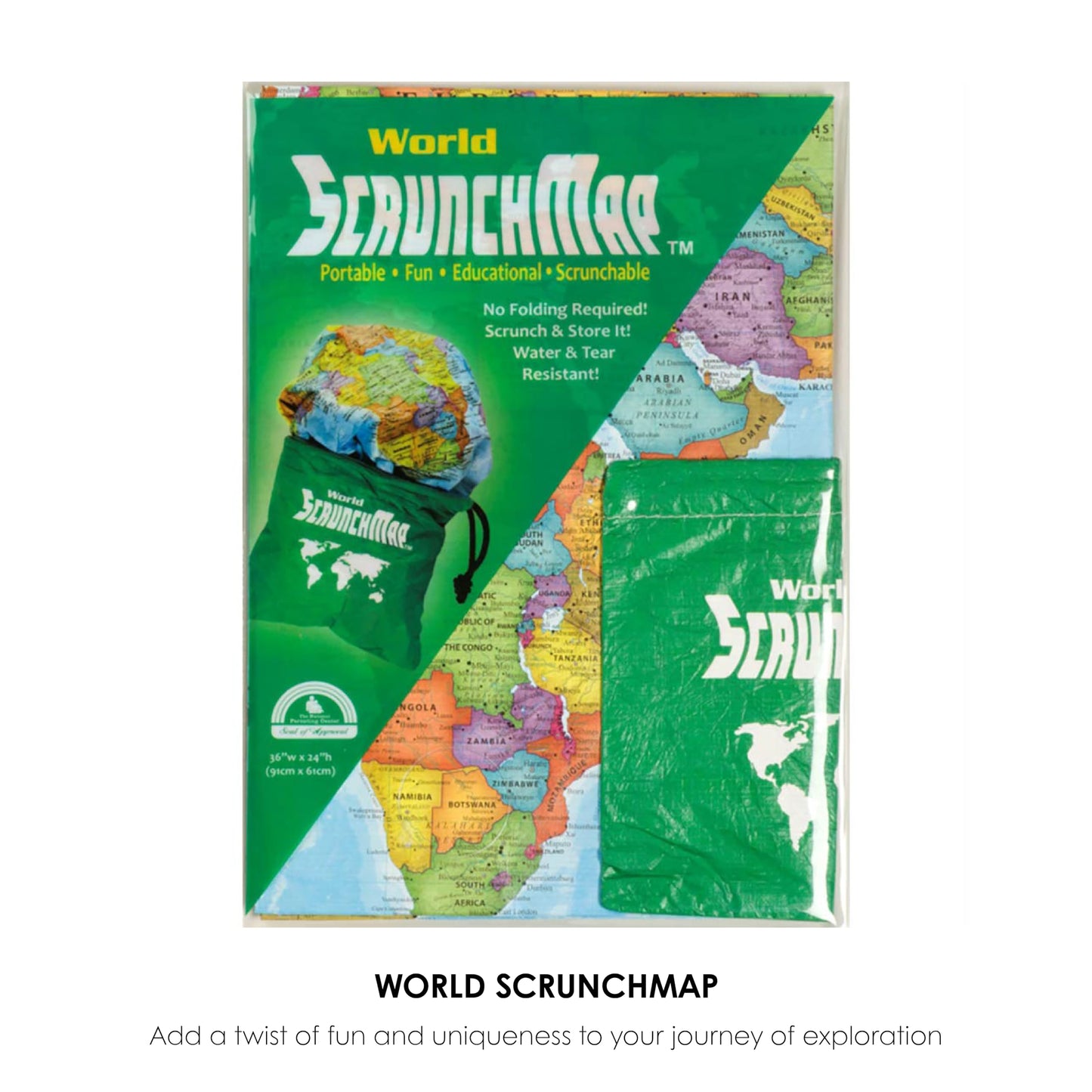 Geographic World ScrunchMap, Portable, Easy-to-Store  24" H x 36" W
