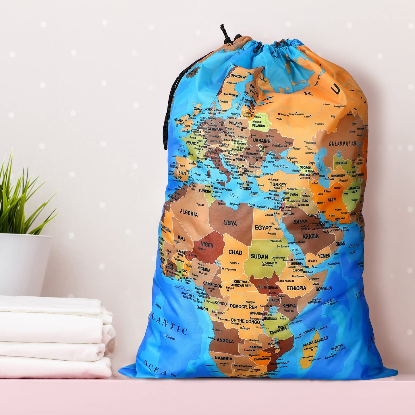 Laundry Bag 2 Pieces 22 x 16 Inch World Map Travel